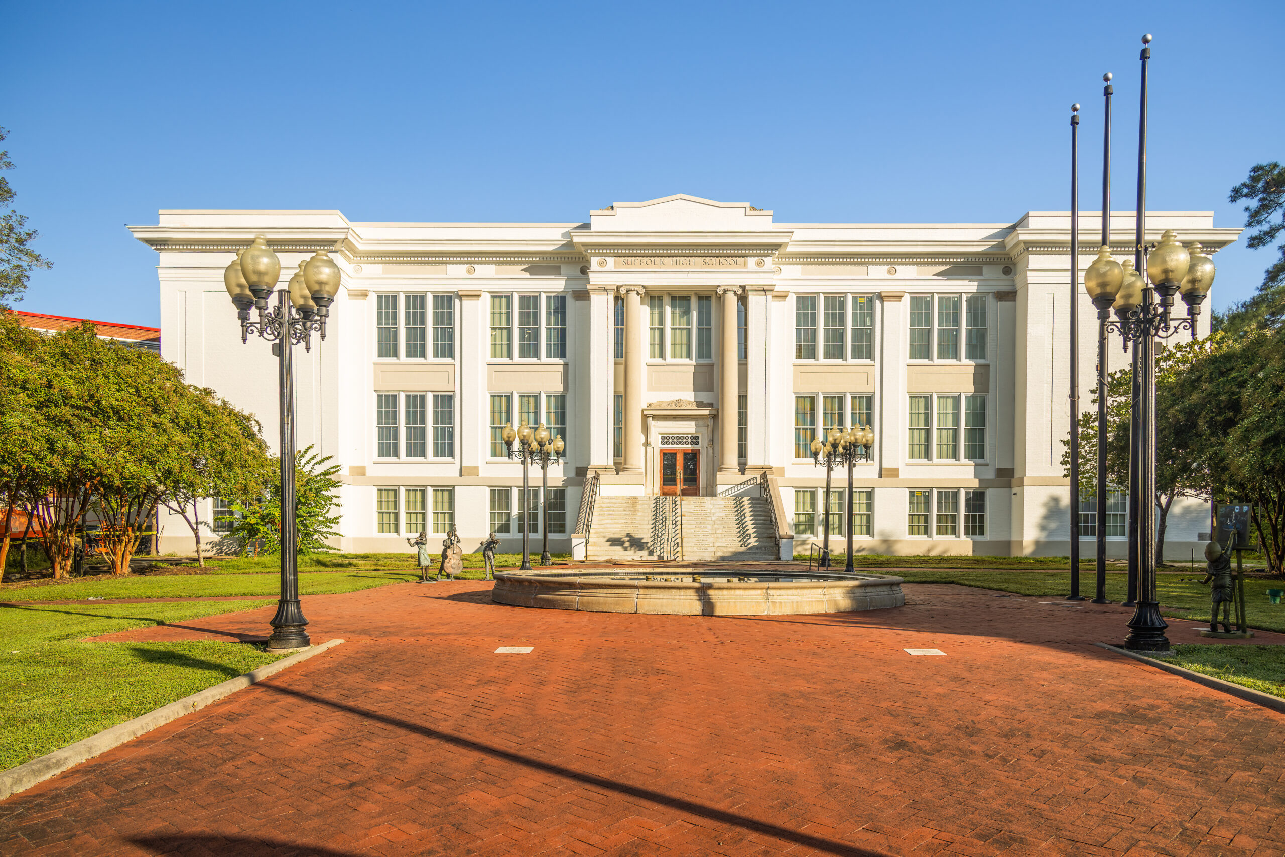 Exterior image of the Suffolk Center for Cultural Arts in downtown Suffolk, VA.